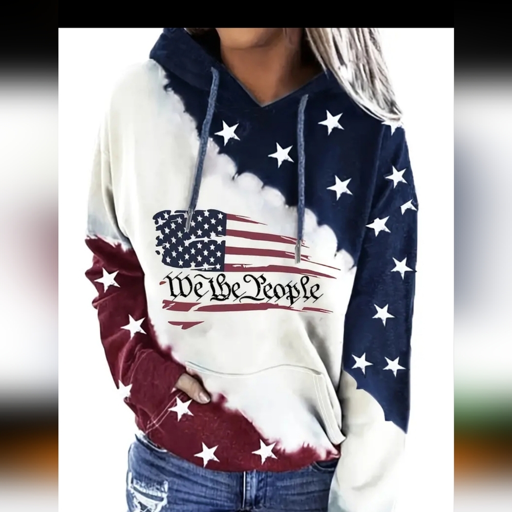 New Red White and Blue We the People Ladies Lightweight Sweatshirt sz xxl(14) - Picture 1 of 2